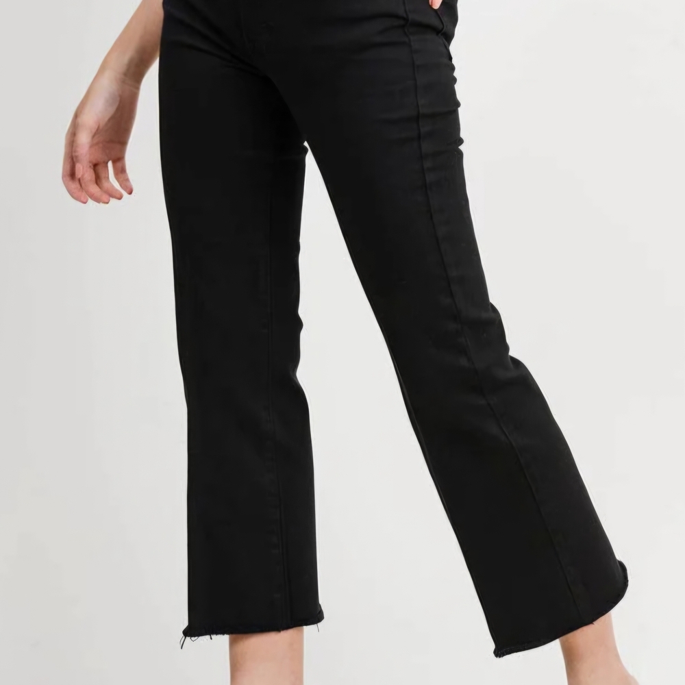 Women's Cropped Black Straight-Leg Jeans